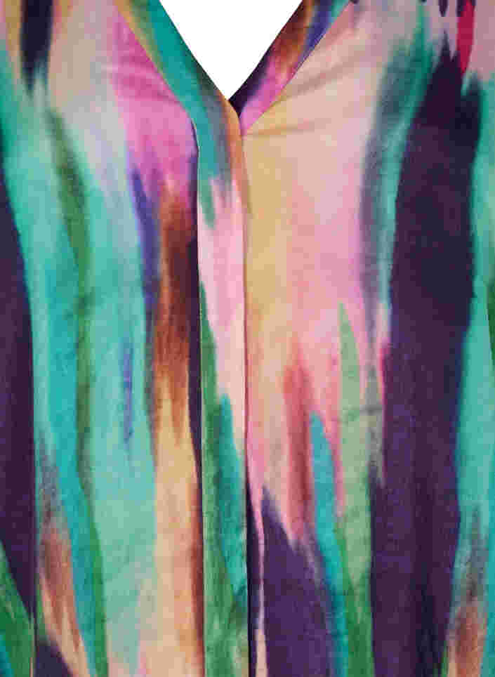 Bedrukt viscose overhemd met 3/4 mouwen, Purple AOP, Packshot image number 2
