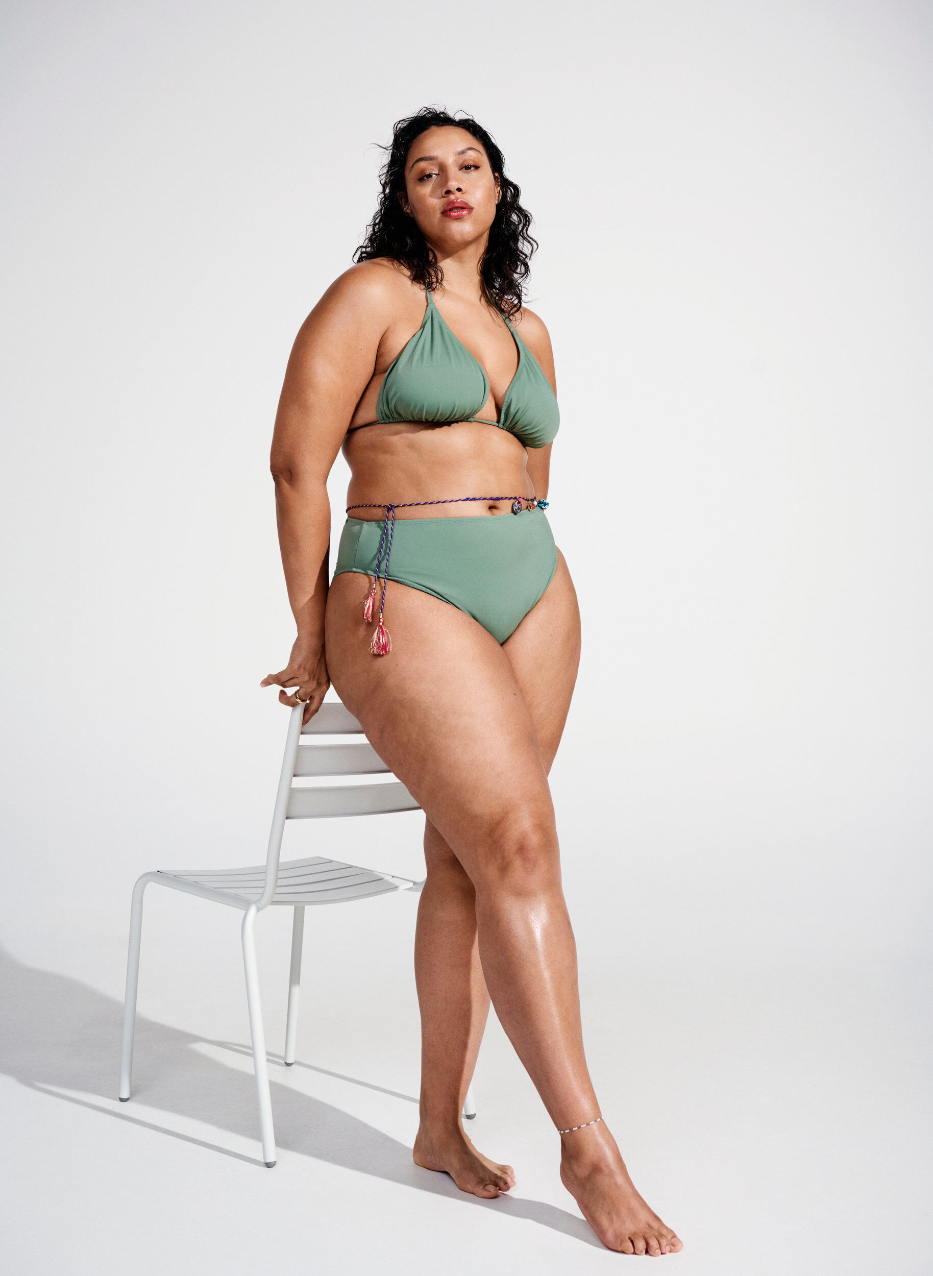 Zizzi Tai bikini broekje met normale taille, Groen, Image image number 0