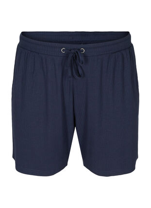 Shorts met ribstof en zakken, Navy Blazer, Packshot image number 0