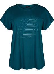 Trainings-T-shirt met korte mouwen en print, Deep Teal/Pacific