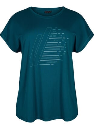 Trainings-T-shirt met korte mouwen en print, Deep Teal/Pacific, Packshot image number 0