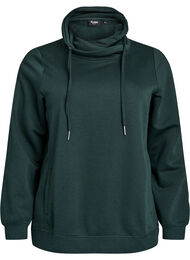 Sweatshirt met hoge kraag en zakken, Groen