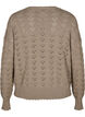 Gebreide blouse met lange mouwen en een opengewerkt patroon, Desert Taupe, Packshot image number 1