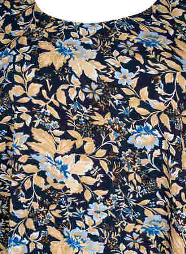 	 FLASH - Blouse met korte mouwen en print, Brown Blue Flower, Packshot image number 2