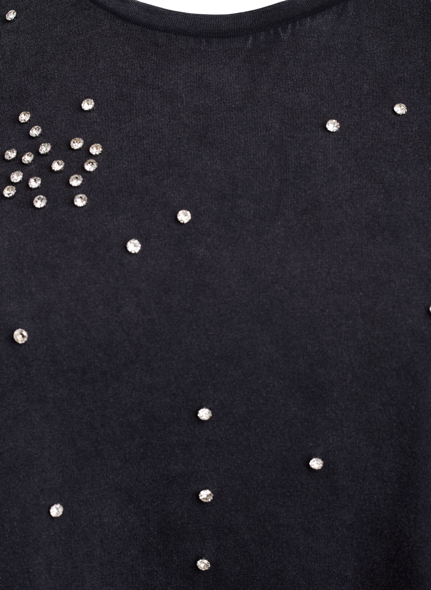 Zizzi Dit T-shirt met een gewassen look en rhinestones, Grijs, Packshot image number 2