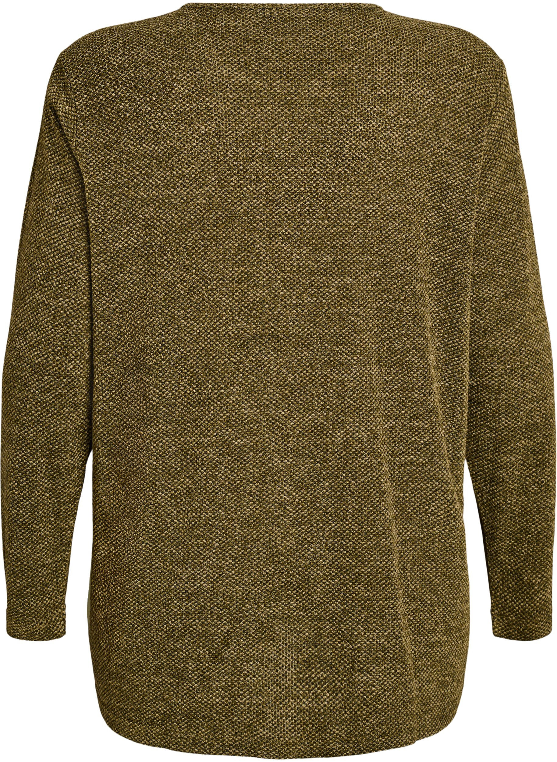 Zizzi Blouse met lange mouwen en structuur, Groen, Packshot image number 1