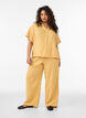 Katoenen mousseline blouse met korte mouwen, Geel, Model image number 1