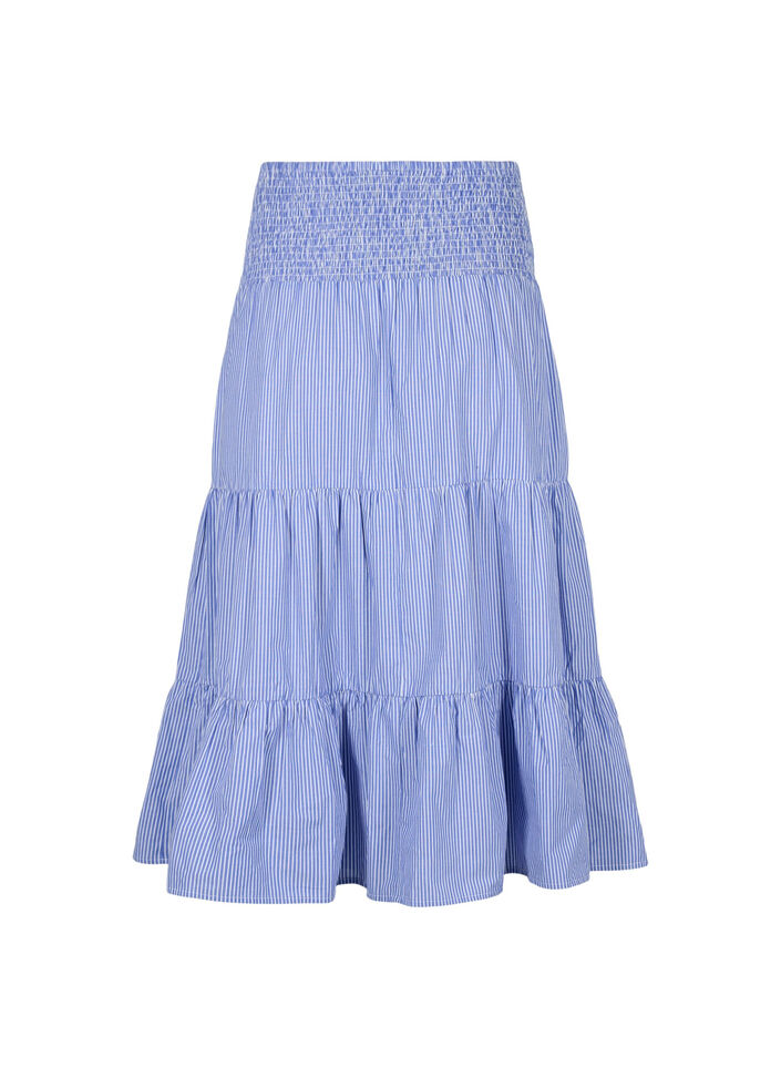Gestreepte maxi rok met smokwerk, Baja Blue Stripe, Packshot image number 1