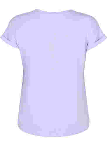 T-shirt met korte mouwen van katoenmix, Lavender, Packshot image number 1