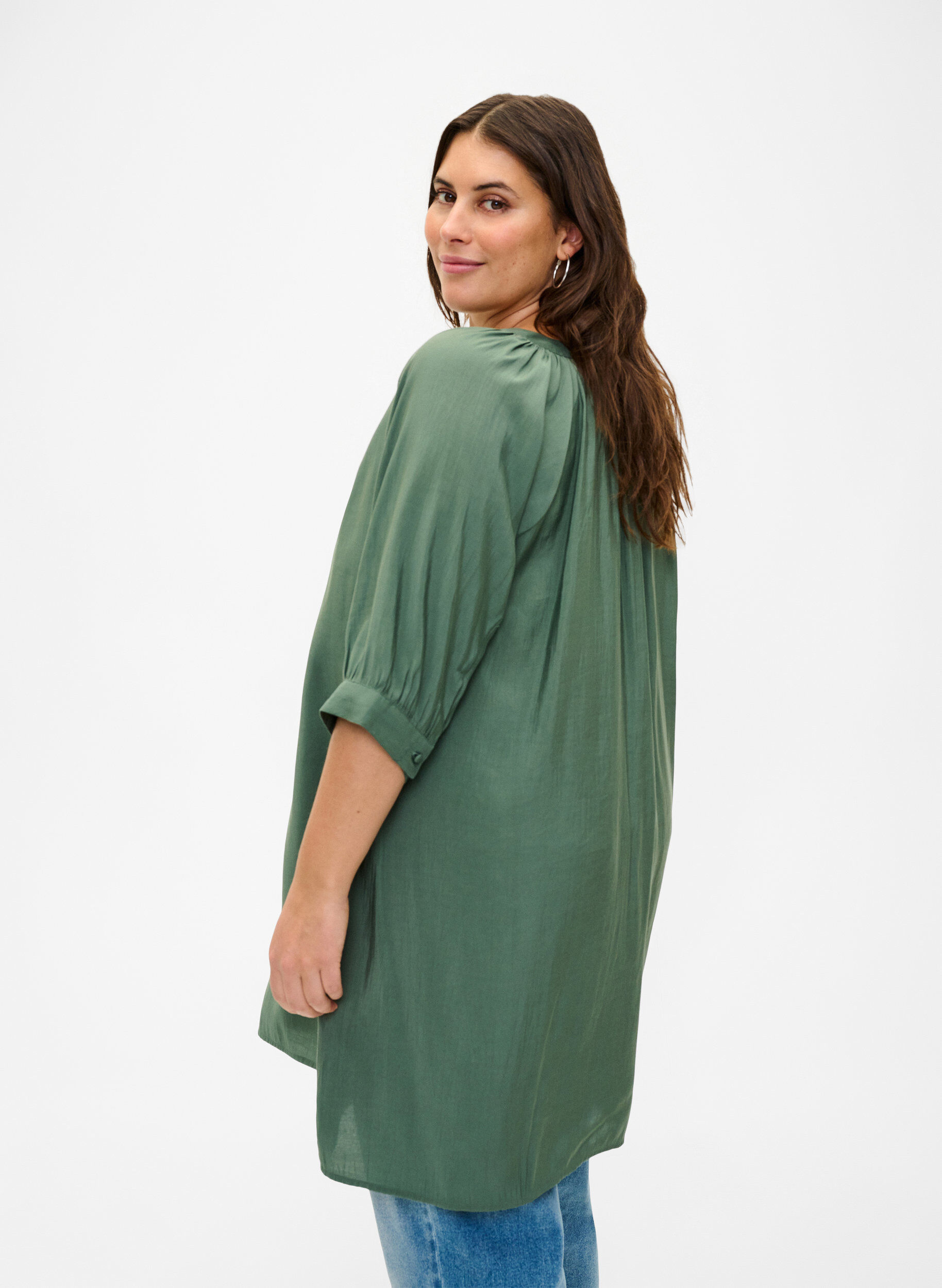 Zizzi Visico- tuniek met 3/4 mouw, Duck Green, Model image number 1