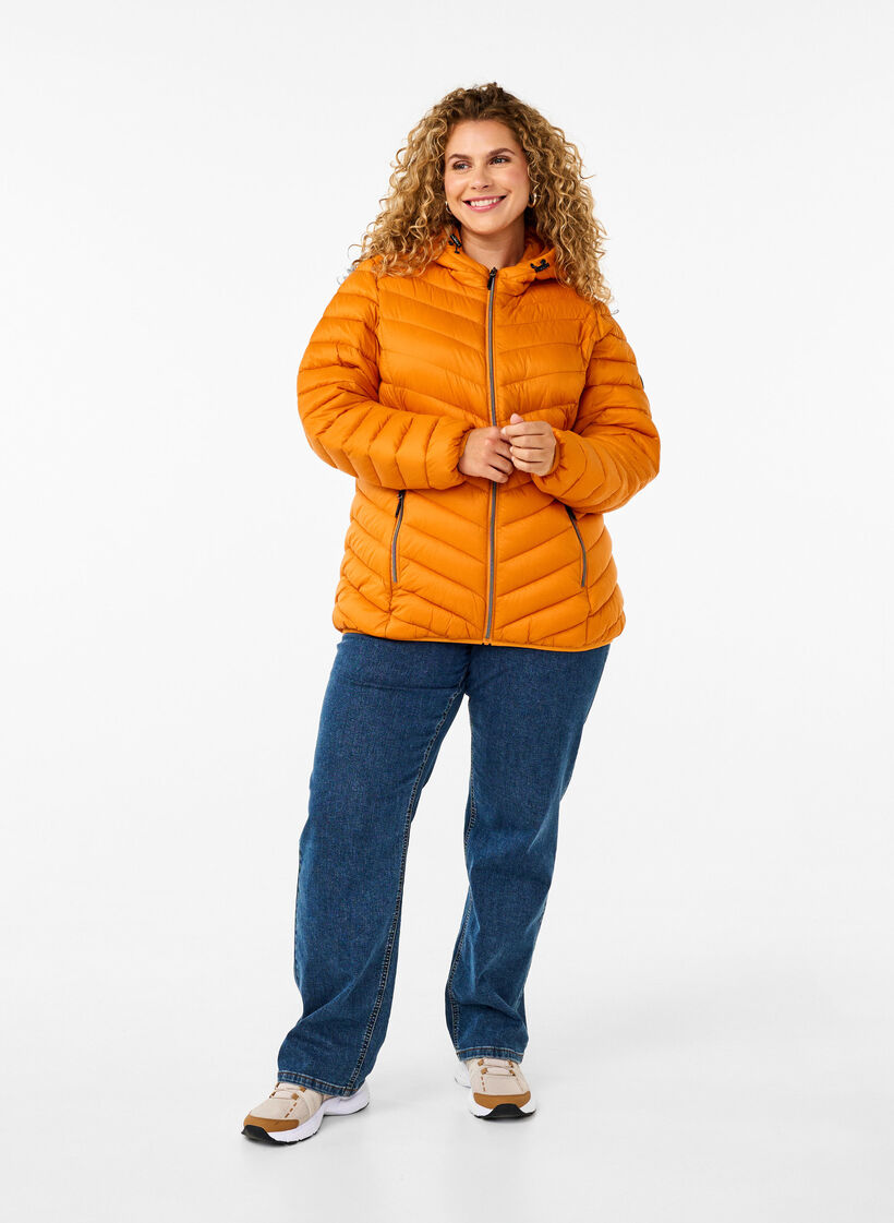 Lichtgewicht jas met capuchon, Oranje, Model image number 1