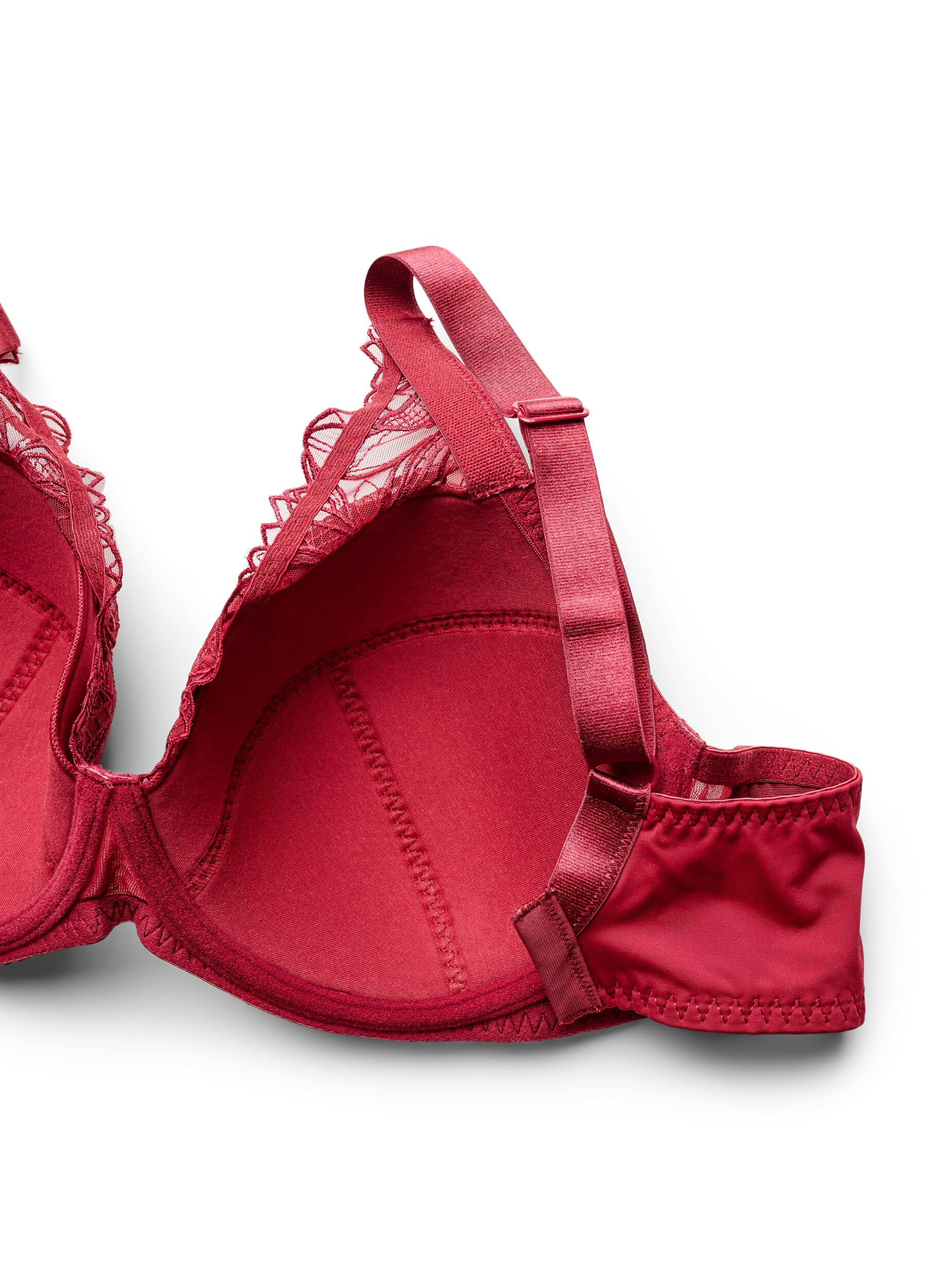 ZizziGewatteerde kanten beha met beugel, Rood, Packshot image number 3