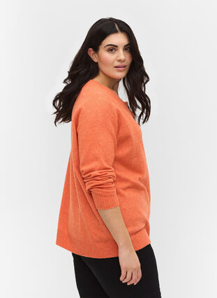 Kort gebreid vest met contrasterende knopen, Mandarin Orange Mel, Model image number 1