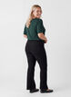 Geweven blouse met korte mouwen en ronde hals, Groen, Model image number 2