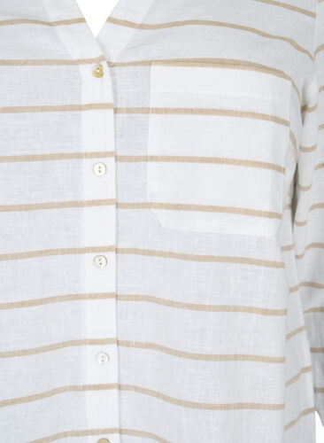 Overhemdblouse met knoopsluiting, White Taupe Stripe, Packshot image number 2
