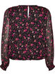Chiffon blouse met bloemenprint en sheer mouwen, Zwart, Packshot image number 1
