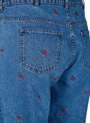Mille mom fit jeans met borduurwerk, Light Blue Cherry, Packshot image number 3