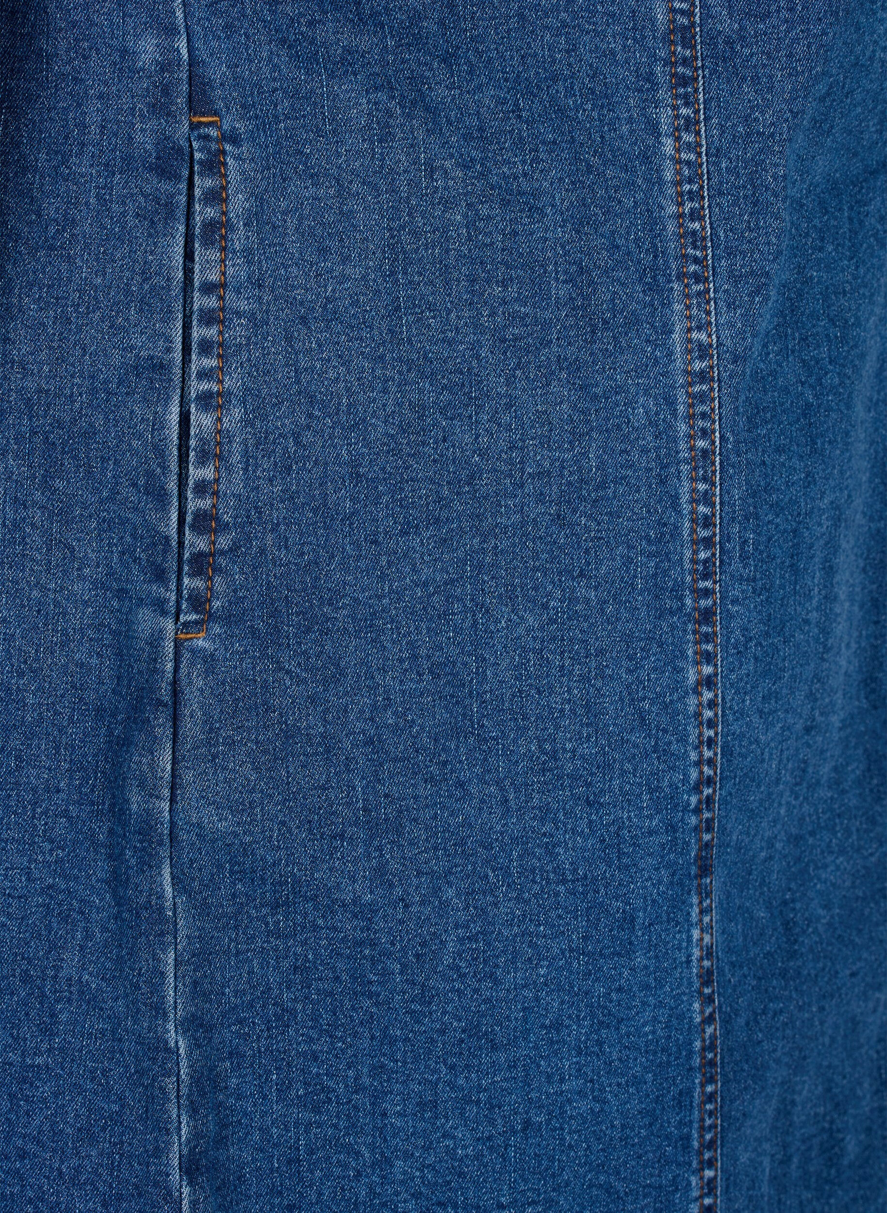 Zizzi Korte denim jurk met V-hals, Blauw, Packshot image number 3