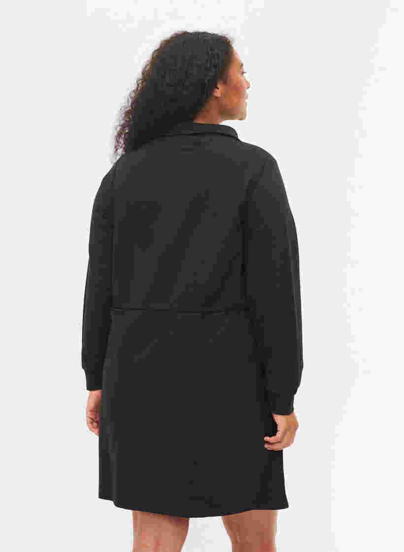 Sweaterjurk met rits en trekkoord, Black, Model image number 1