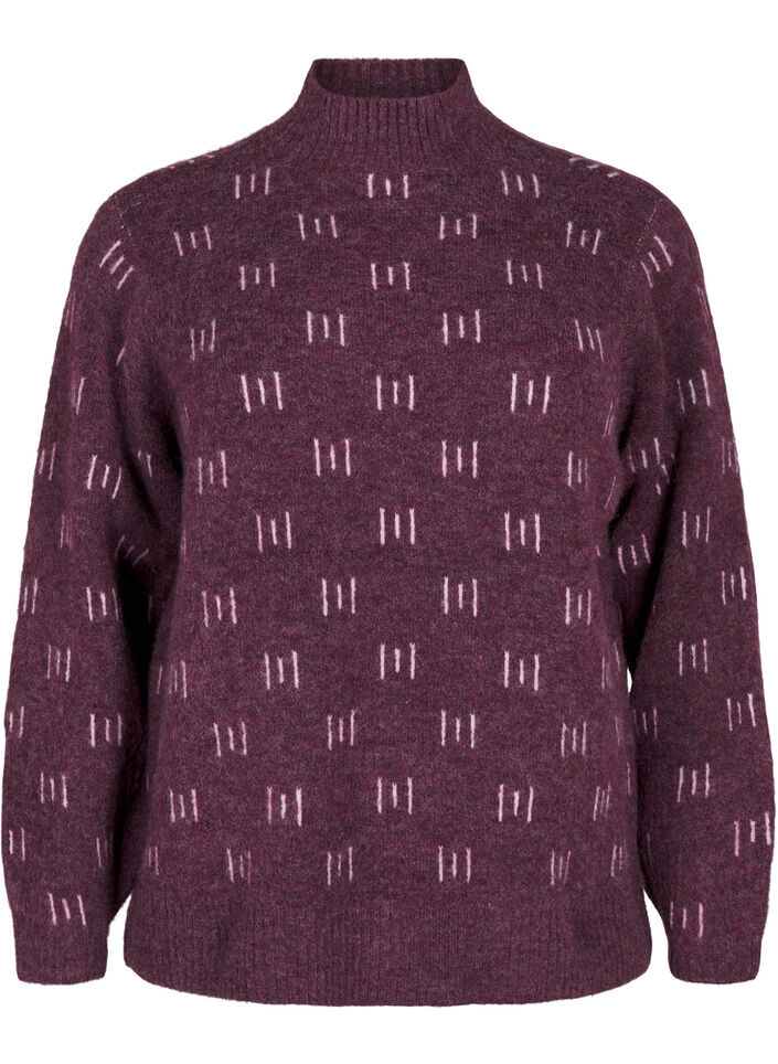 Gebreide blouse met hoge hals en patroon, Potent P. Mel. Comb, Packshot image number 0