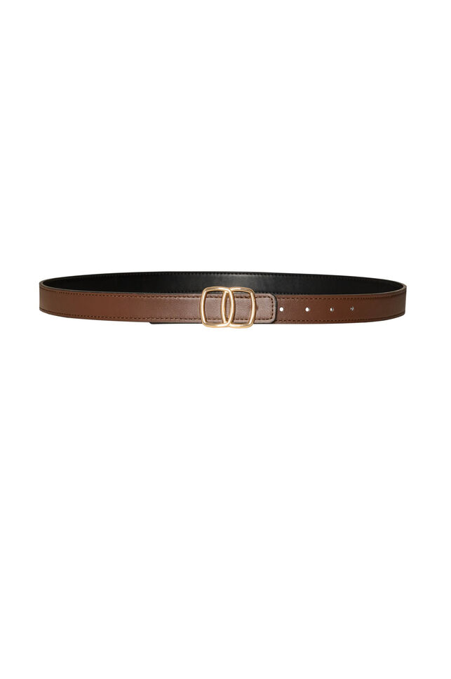 Omkeerbare riem met verwisselbare gespen, Zwart, Packshot image number 1
