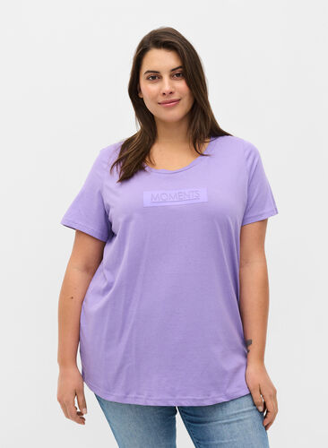 Katoenen t-shirt met print , Paisley Purple TEXT, Model image number 0