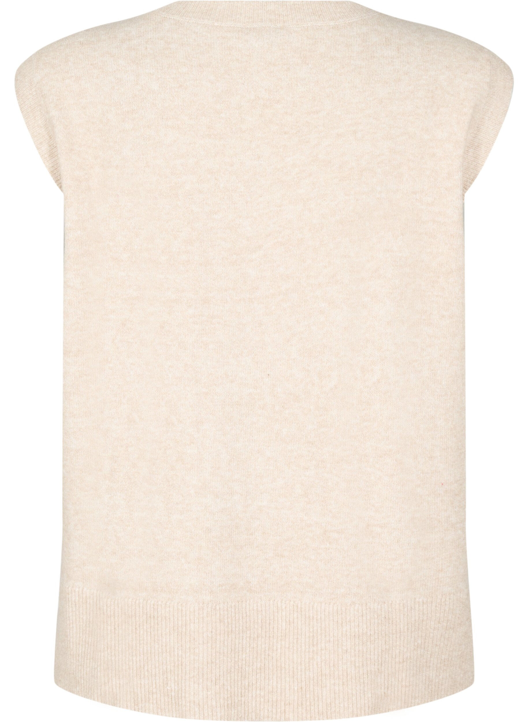 ZizziGebreid vest met geribbelde randen, Beige, Packshot image number 1