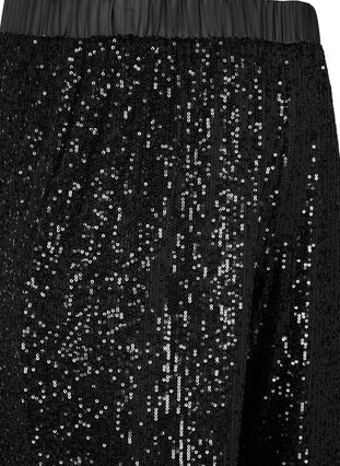 Pailletten broek met elastische tailleband, Black, Packshot image number 2