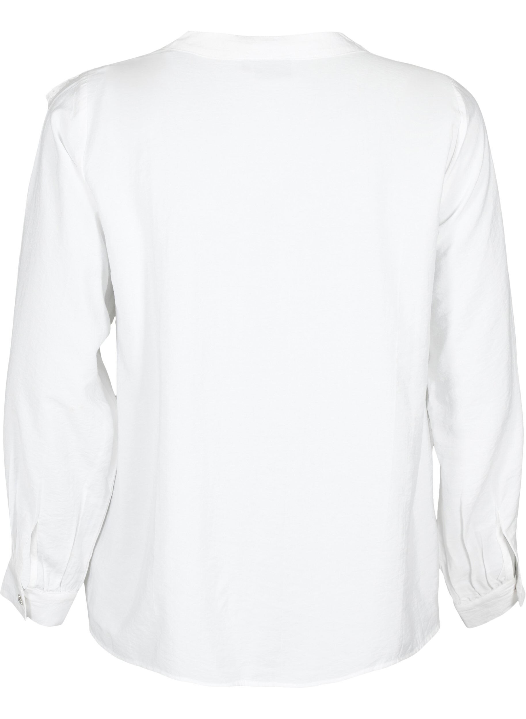 Zizzi Viscose overhemdblouse met ruches, Bright White, Packshot image number 1