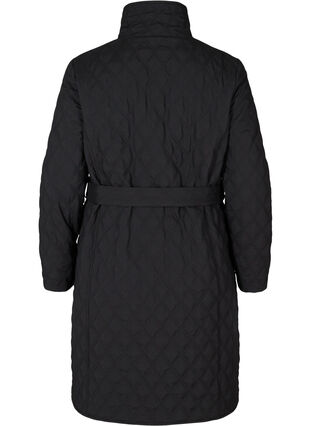 Gewatteerde jas met striksluiting, Black, Packshot image number 1