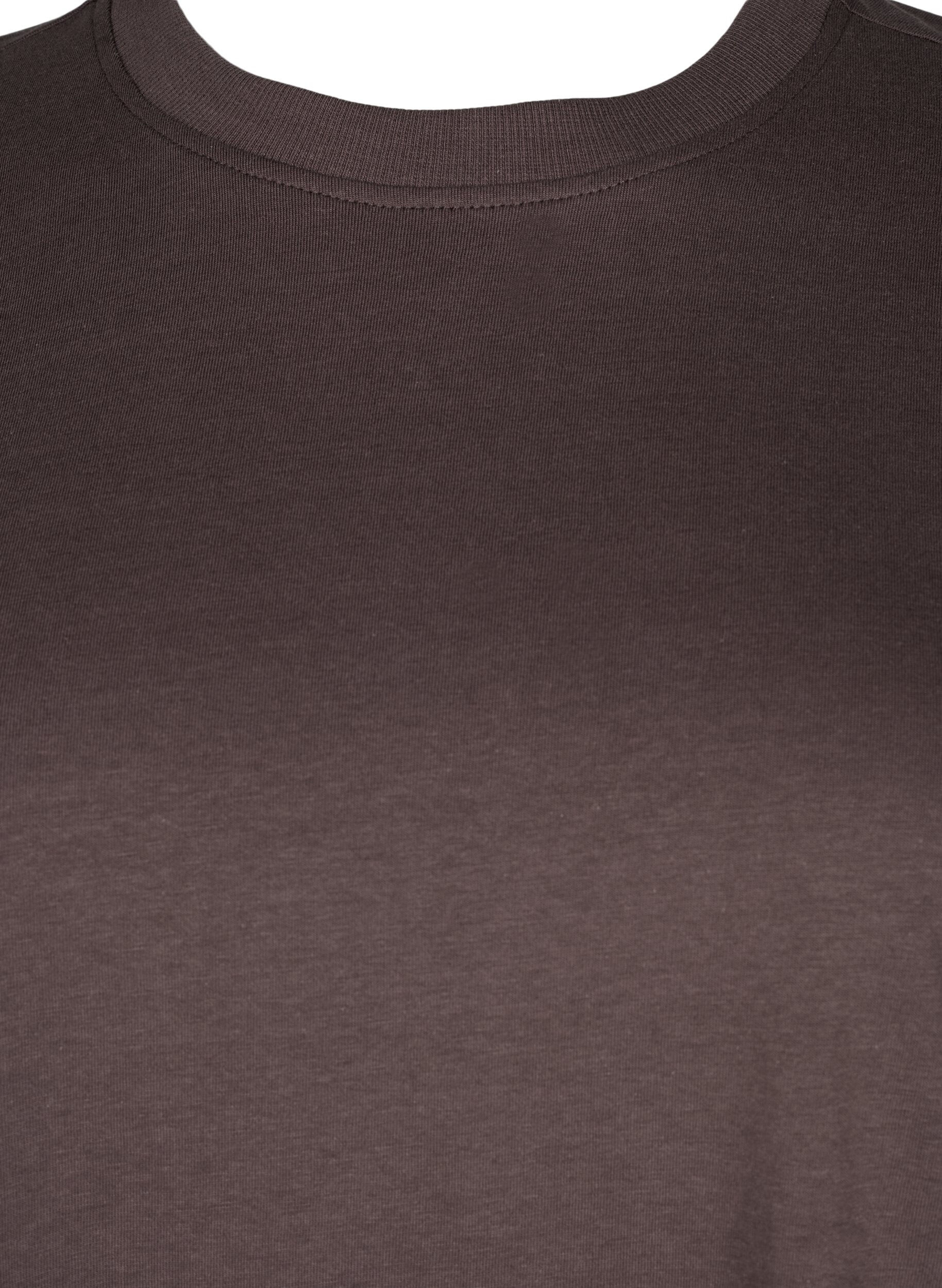 Zizzi Basic katoenen T-shirt met ronde hals, Bruin, Packshot image number 2