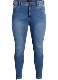 Gecropte Amy jeans met ritssluiting details, Blauw
