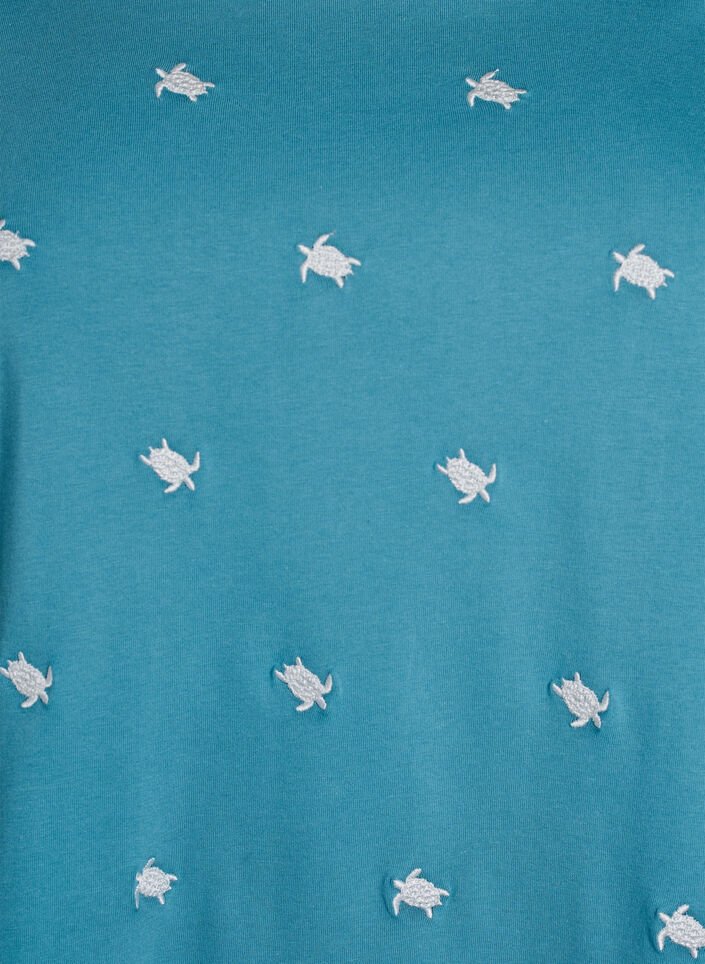 T-shirt in biologisch katoen met geborduurde motieven, Blauw, Packshot image number 2