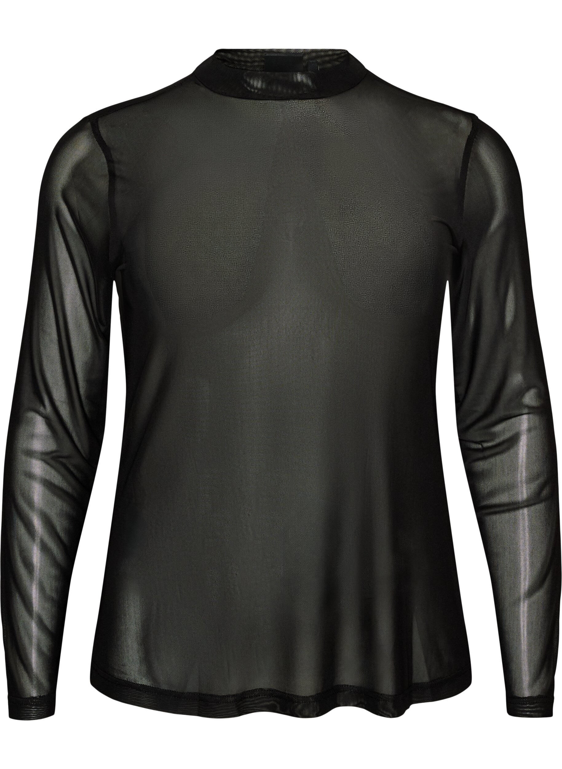 Getailleerde blouse van mesh met lange mouwen