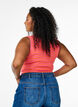 Gestreepte tanktop met een ribstructuur, Oranje, Model image number 2