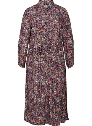 Viscose jurk met bloemenprint, Purple Flower AOP, Packshot image number 0