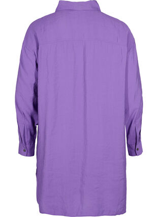 Lang viscose overhemd met knopen, Royal Lilac, Packshot image number 1