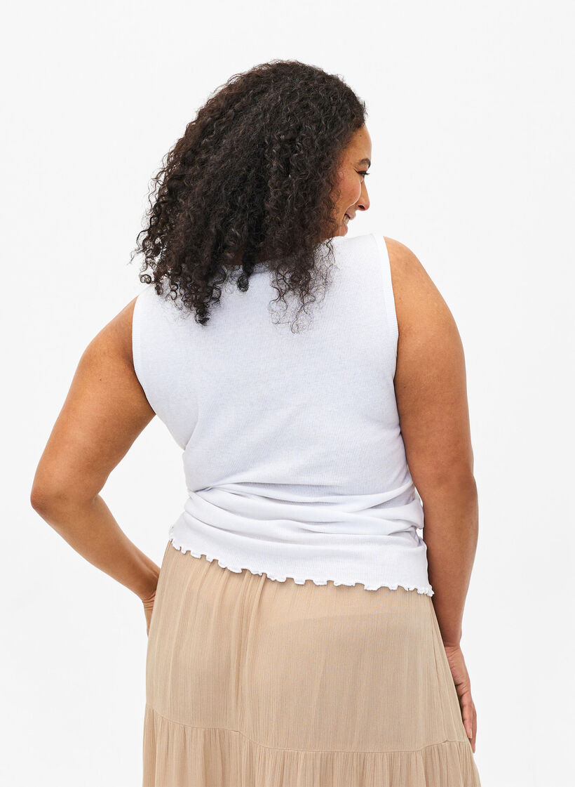 Ribtanktop met knopen, Bright White, Model image number 1