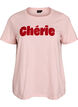 Organisch katoenen T-shirt met print aan de voorkant, Roze, Packshot image number 0