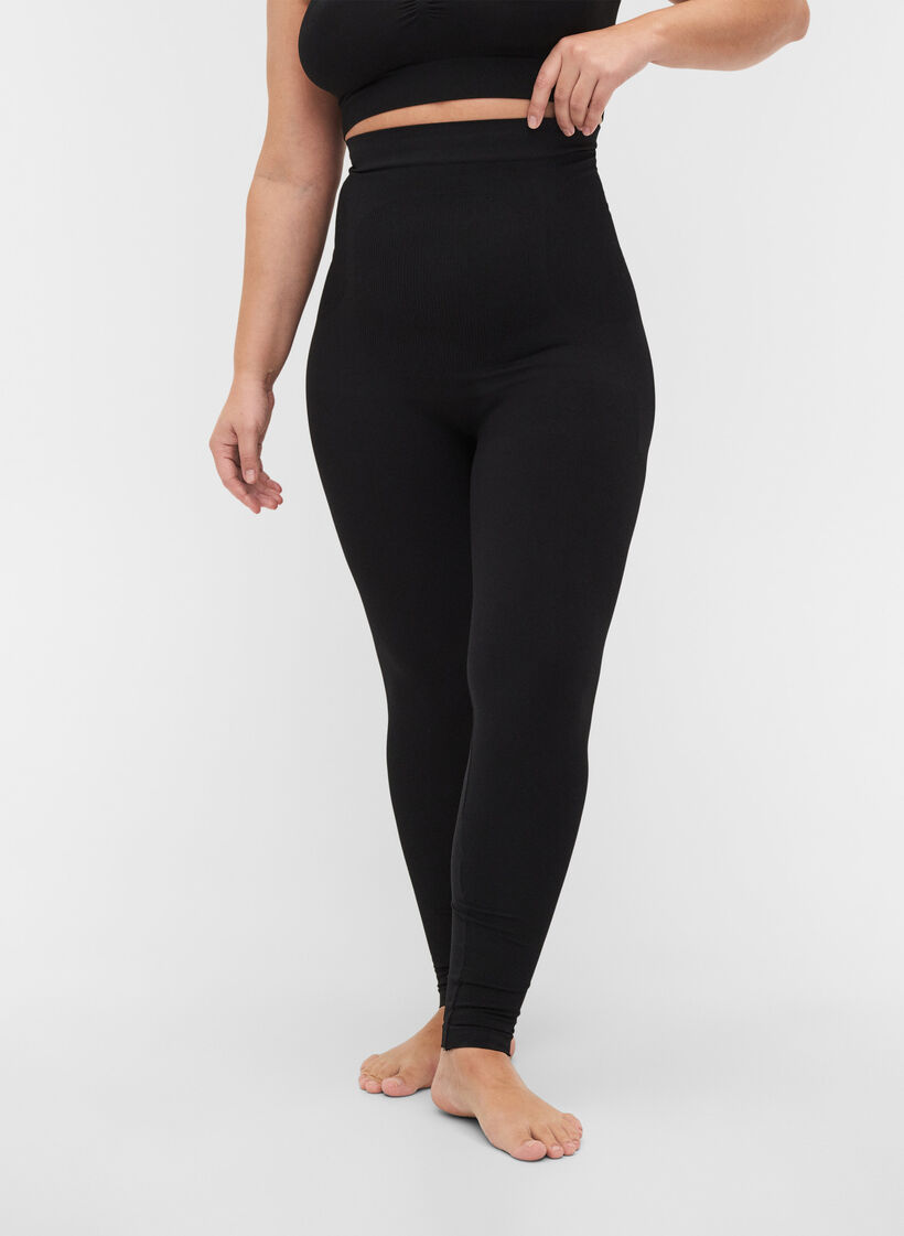 Shapewear legging met hoge taille, Black, Model image number 2