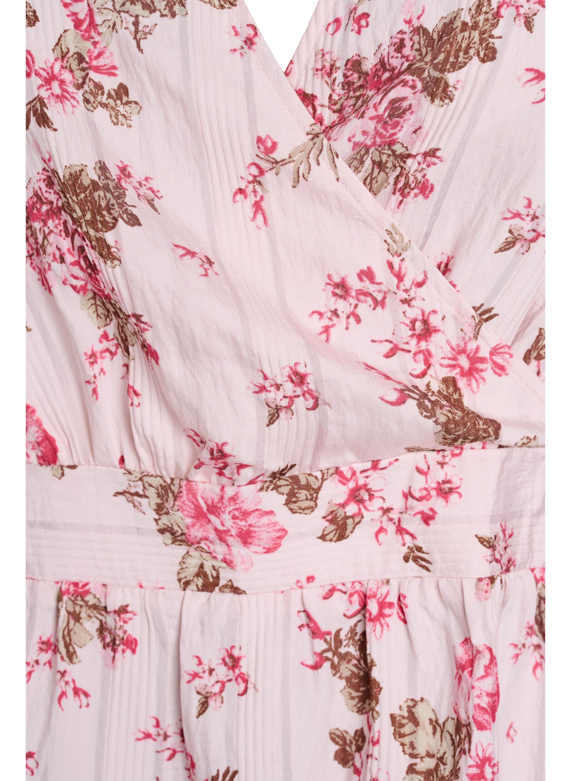 Zizzi Bloemenblouse met korte mouwen en gesmokte taille, Roze, Packshot image number 2