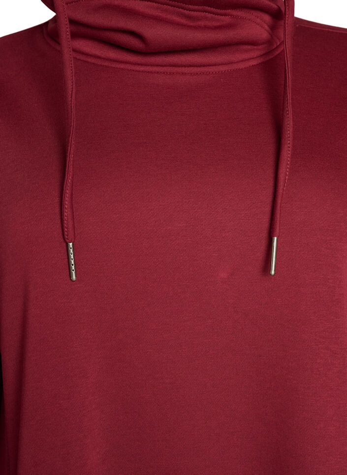 Kort sweatshirt jurk met hoge kraag en zakken, Rood, Packshot image number 3