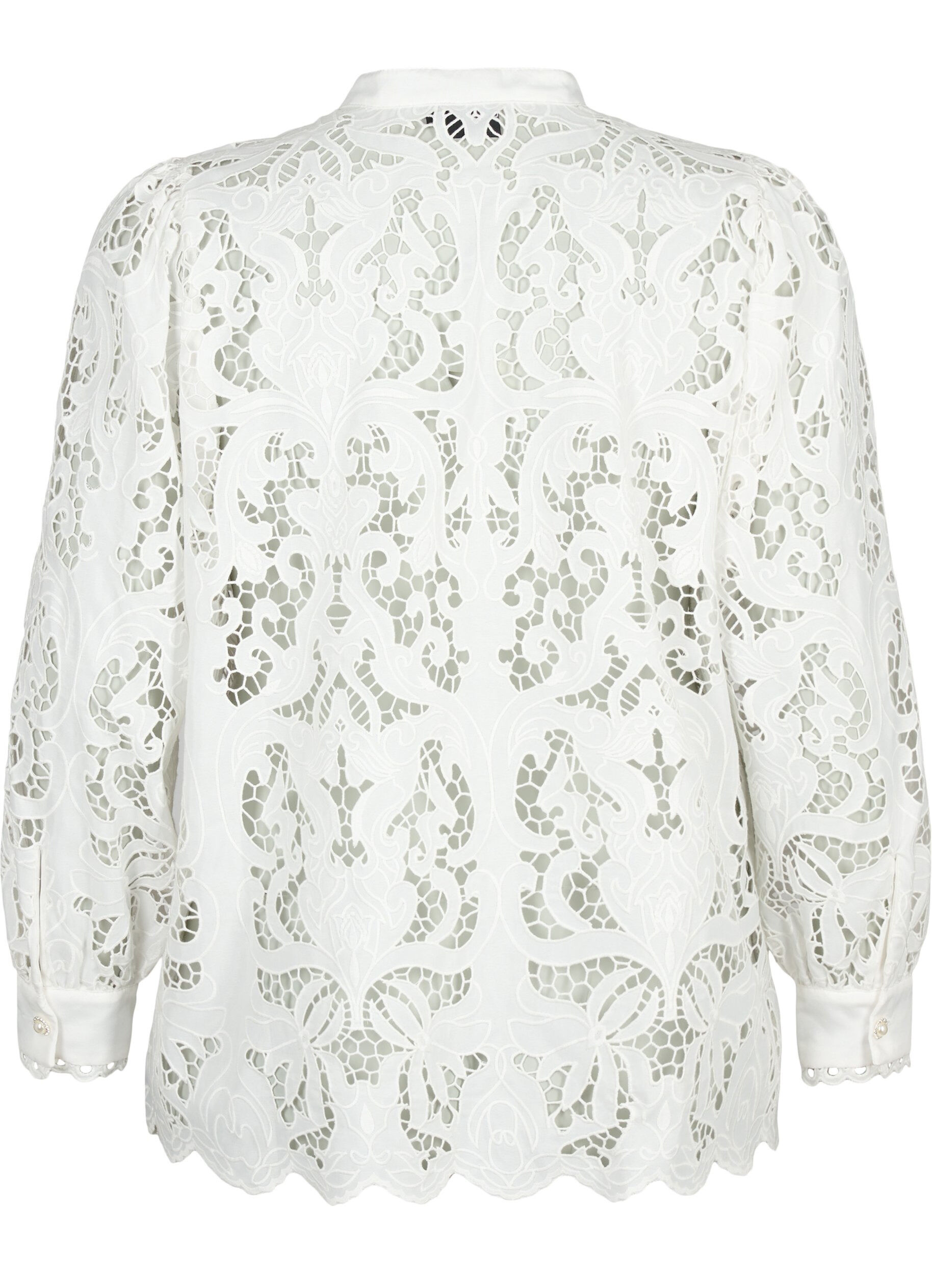 Zizzi Kanten shirt blouse met lange mouwen, White, Packshot image number 1