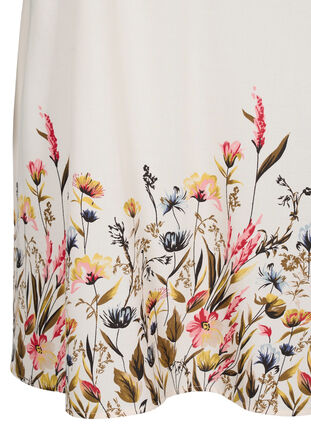 Gebloemde viscose jurk met korte mouwen, Off White Flower, Packshot image number 3