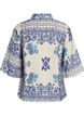 Viscose blouse met 3/4-mouwen en patroon, Blauw, Packshot image number 1