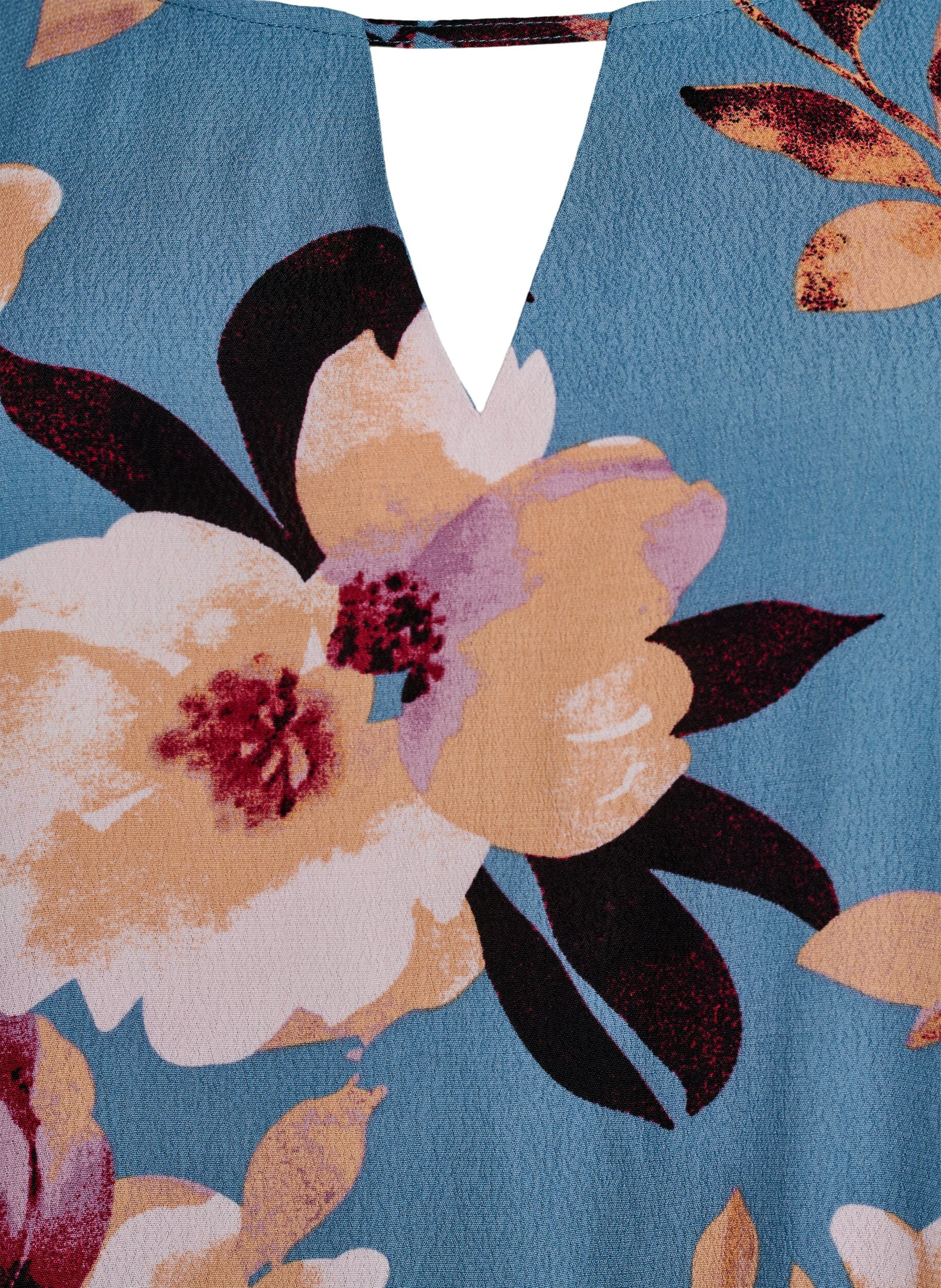 Zizzi Viscose blouse met korte mouwen met print, Blauw, Packshot image number 2