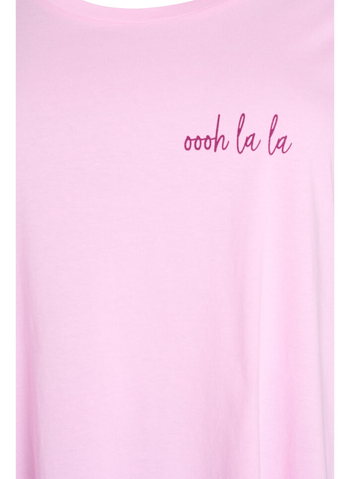 Nachtjapon met korte mouwen van biologisch katoen, Roze, Packshot image number 2