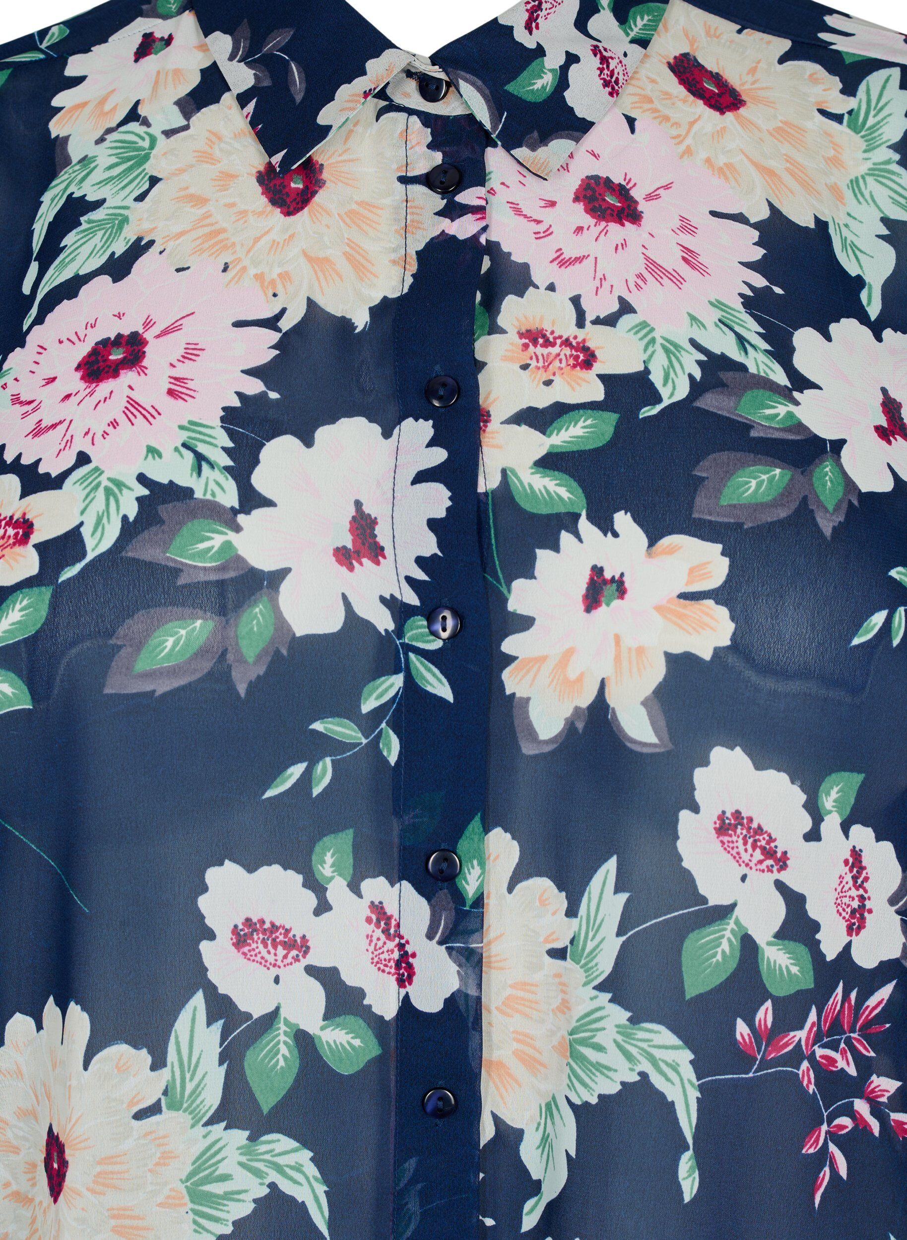 Zizzi FLASH - Shirt met lange mouwen en bloemenprint, Navy Flower, Packshot image number 2