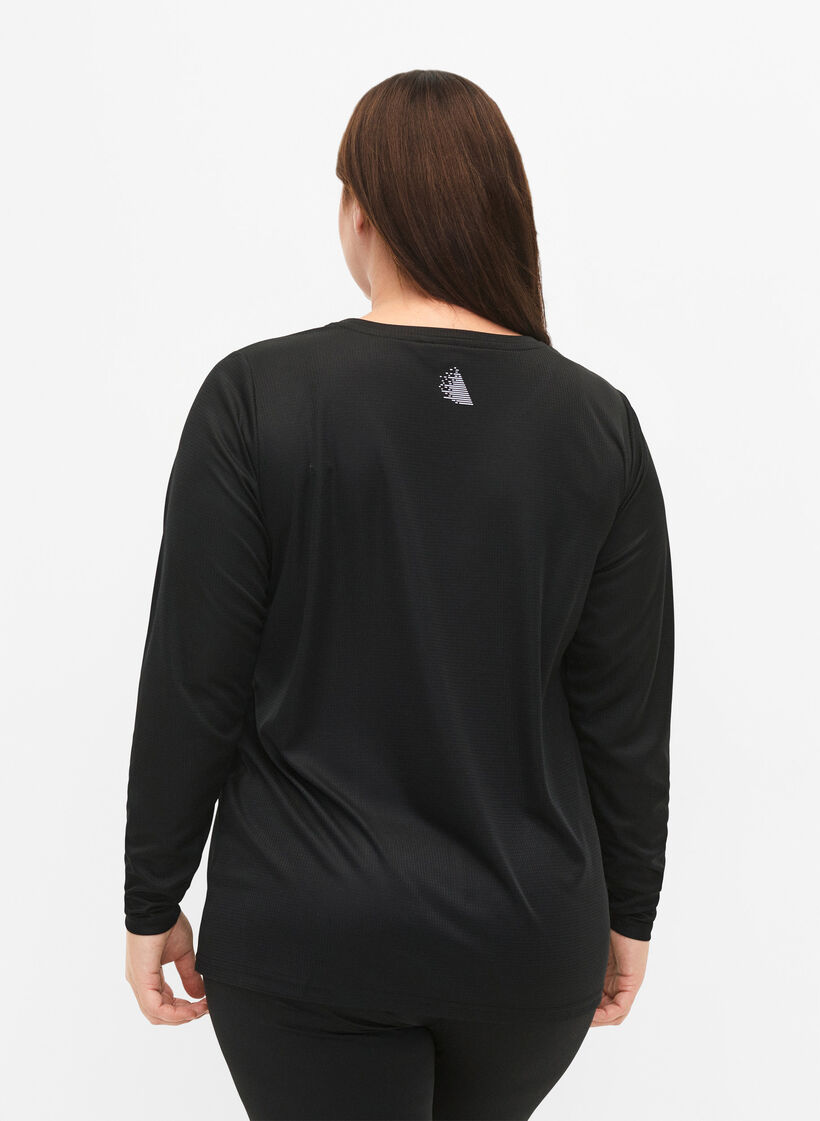 Trainingsblouse met lange mouwen en reflecterende details, Black, Model image number 1