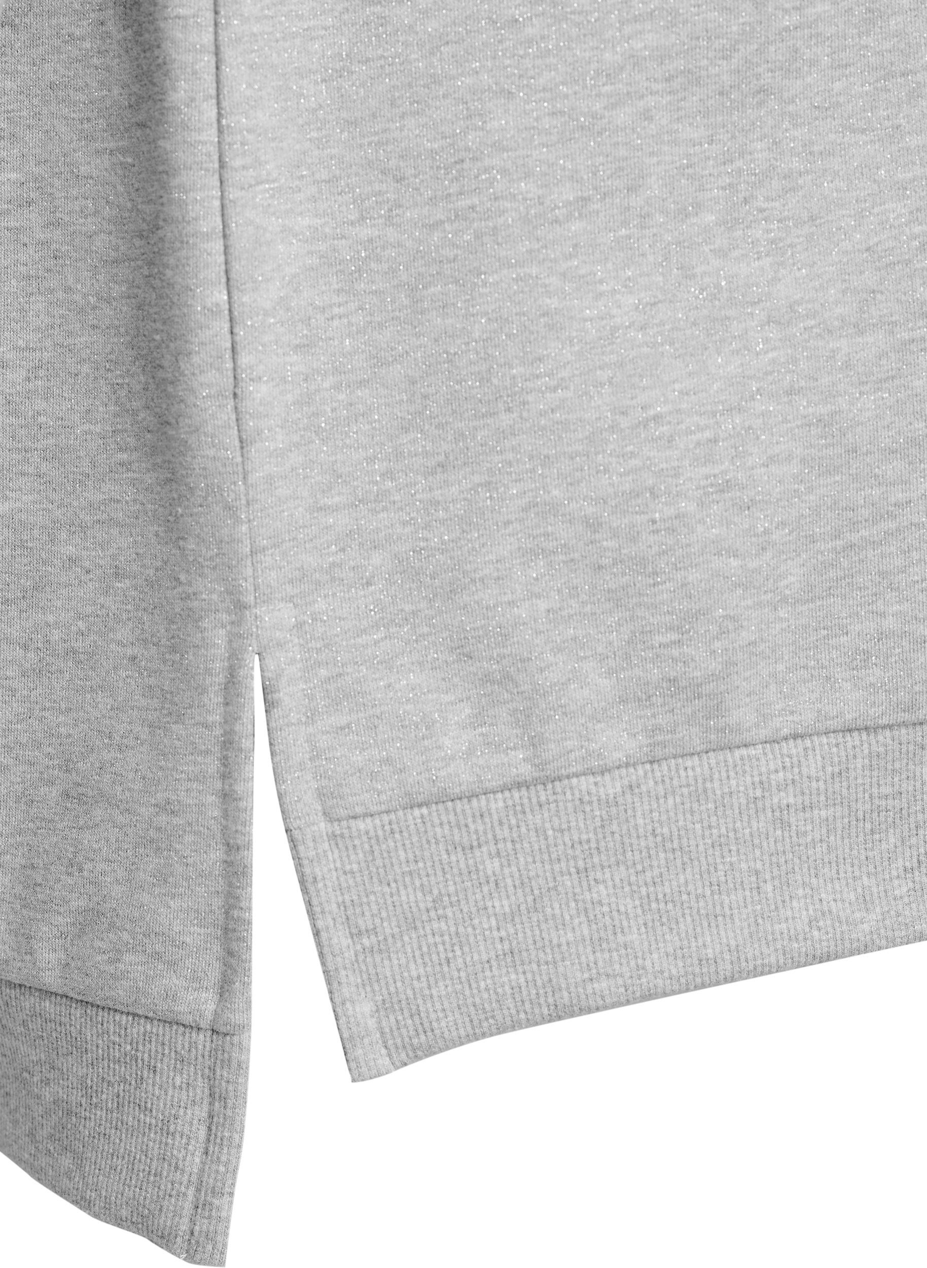 Zizzi Sweatshirt met glittergaren en splitjes, Grijs, Packshot image number 3